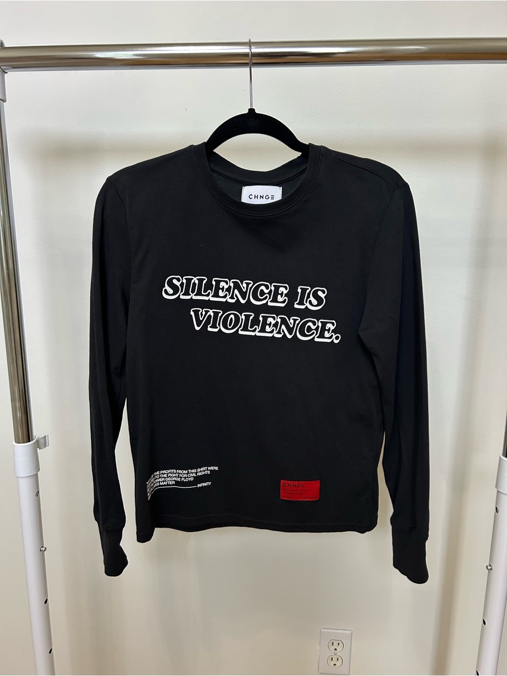CHNGE Black Tee with Red Logo Patch